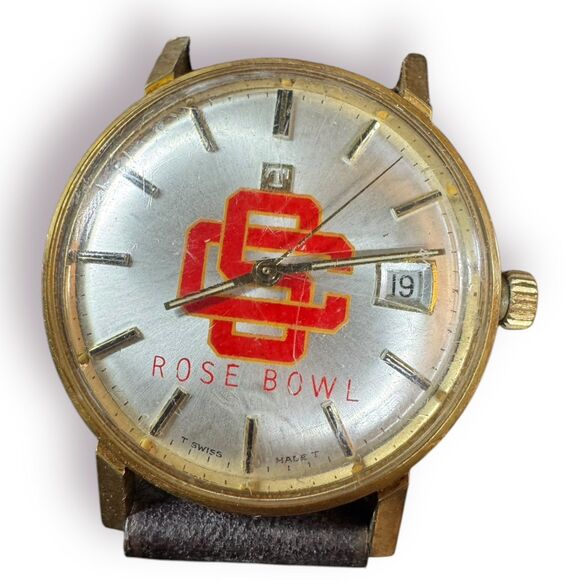 Vintage TISSOT "USC" 1970's ROSE BOWL Men's Watch Really Rare Football - Picture 3 of 4